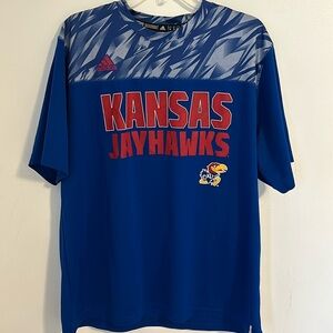 Y2K Adidas Climalite Kansas Jayhawks Blue Jersey Shirt Size XL